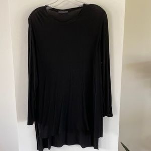 BRANDY MELVILLE black long sleeve hi lo hem high slip split THERESA TOP